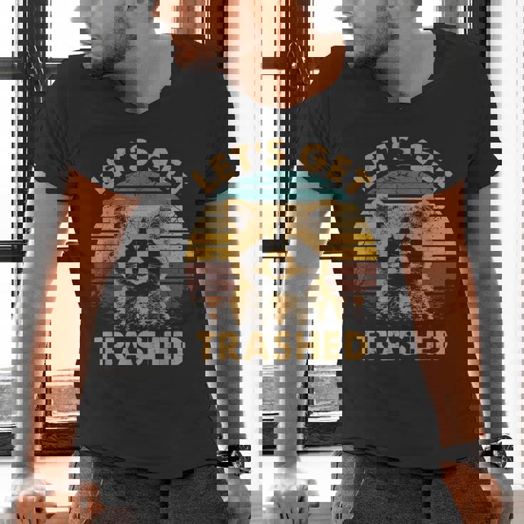Let's Get Trashed Raccoon | Small V-Neck T-Shirt for Men