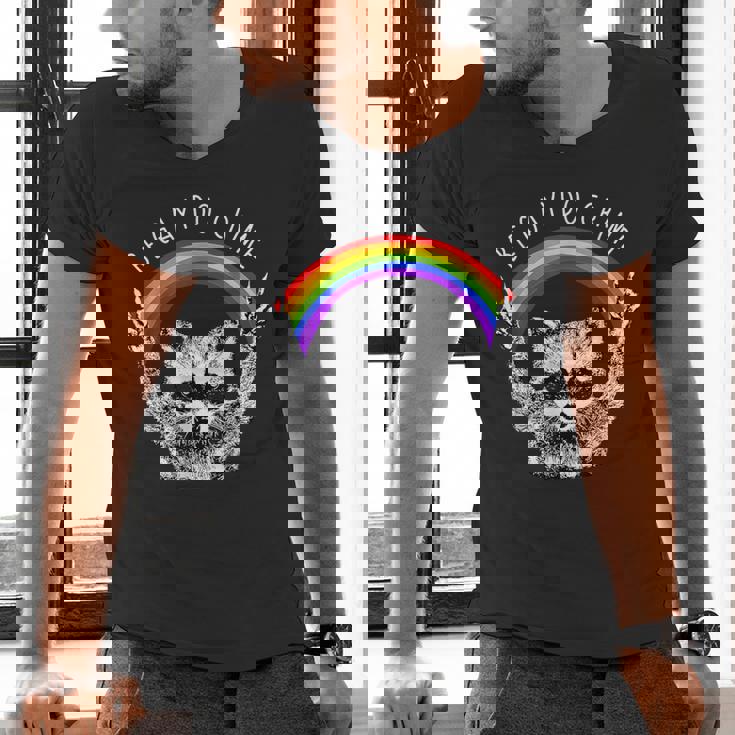 Raccoon Pride V-Neck T-Shirt - LGBTQ Rainbow Celebration for Men