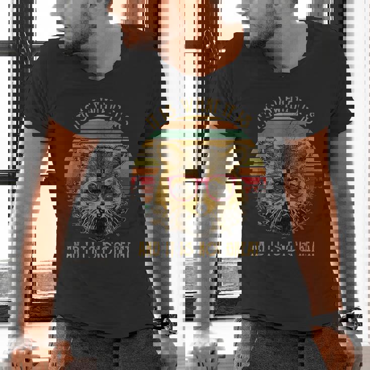 Raccoon 'Trash Panda' Cartoon Men's V-Neck Tee - Fun Wildlife Design
