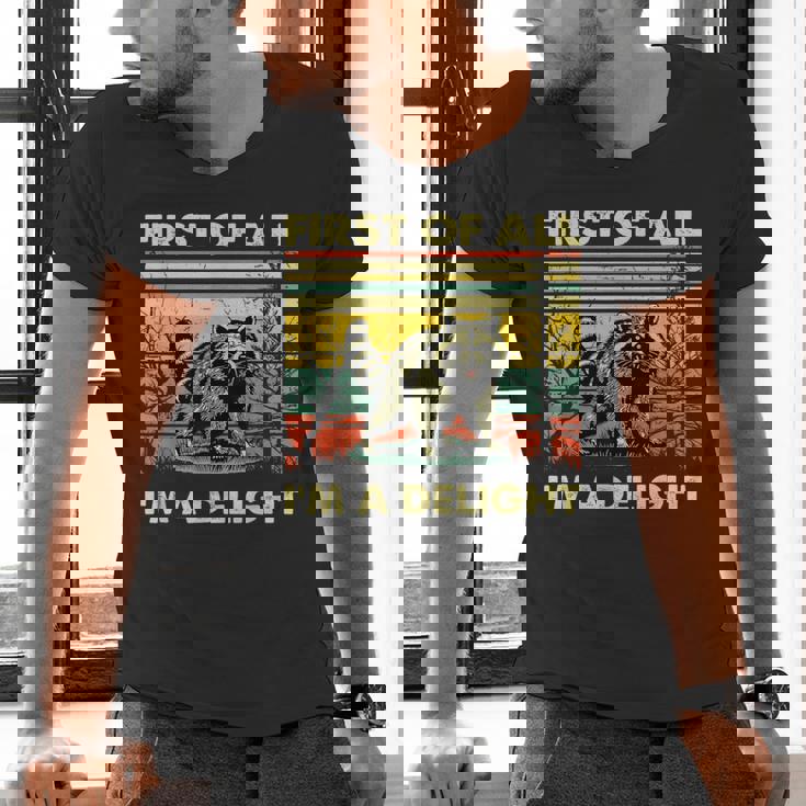 Retro Angry Raccoon V-Neck T-Shirt for Men | Fun Animal Design