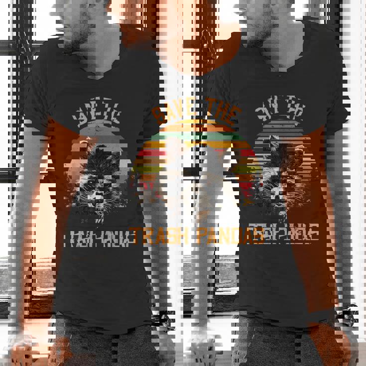 Save The Trash Pandas | Unisex Raccoon V-Neck T-Shirt | Eco-Friendly Wear