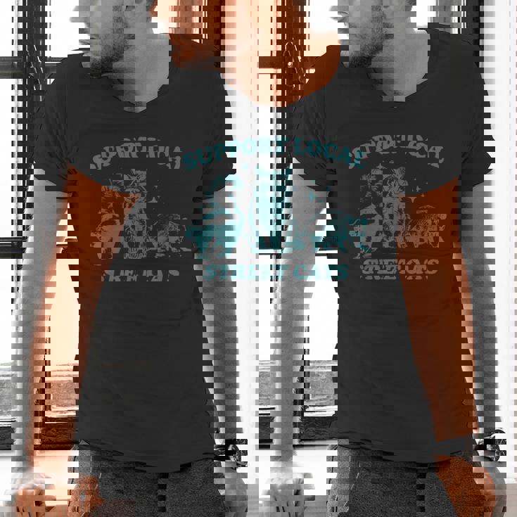 Support Local Street Cat Vintage Raccoon Wildlife Men's V-Neck Tee