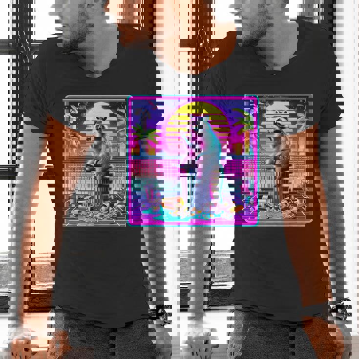 Vaporwave Raccoon Men's V-Neck T-Shirt - Retro Meme Aesthetic