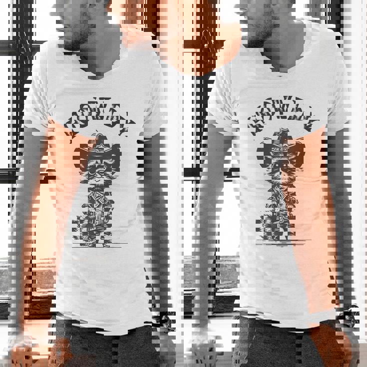 Howdy Raccoon V-Neck T-Shirt for Men & Women - Wild West Style