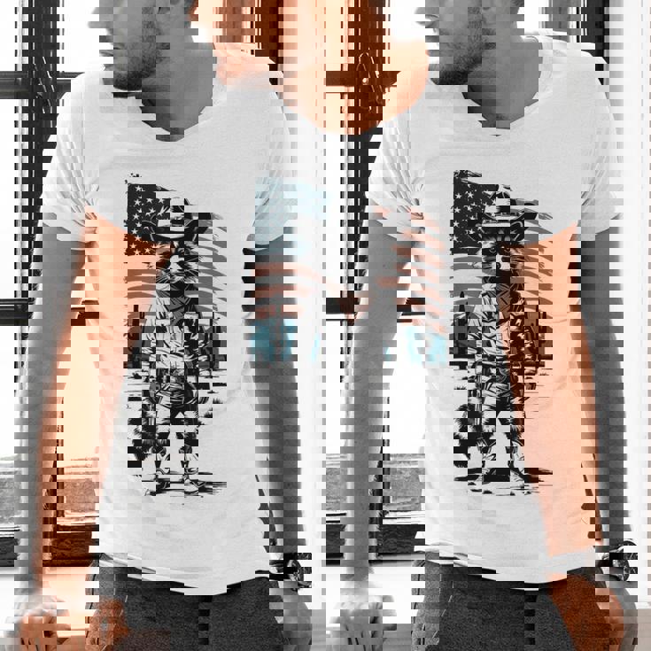 Raccoon Cowboy Country Men's V-Neck T-Shirt - Adults Retro Style