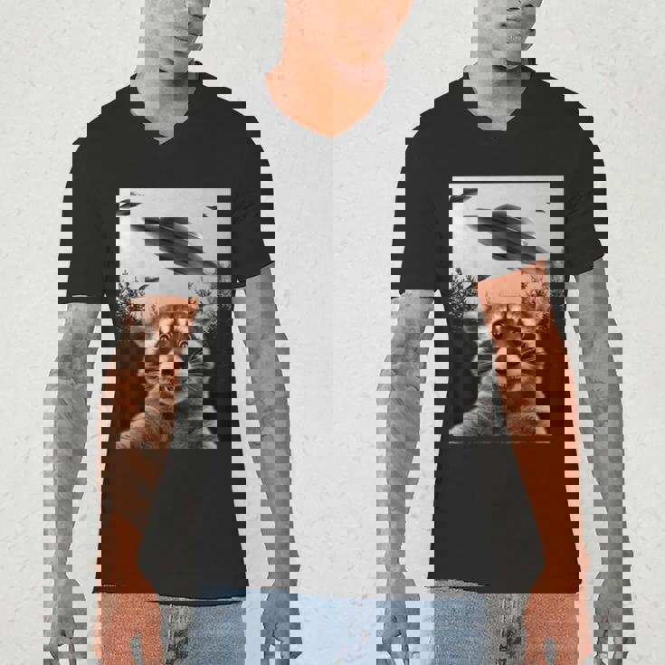 Alien UFO Raccoon Men's V-Neck T-Shirt - Quirky Sci-Fi Style