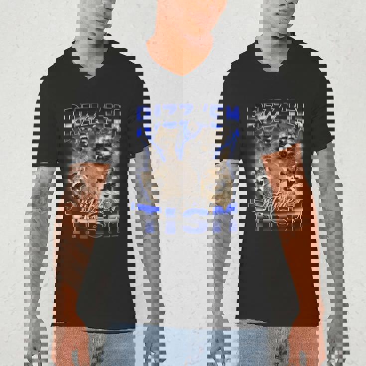 Autistic Raccoon Rizz Meme V-Neck T-Shirt for Men | Fun & Unique