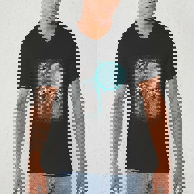 Men's V-Neck - 3 Raccoons Howling At Moon | Unique Animal Theme