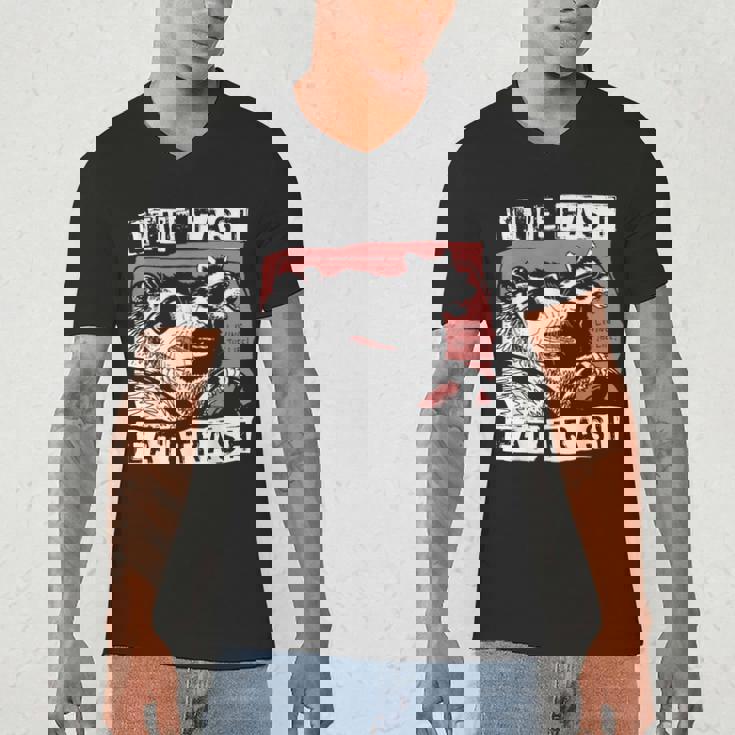 Raccoon V-Neck Men's T-Shirt | Playful Strawberry Design