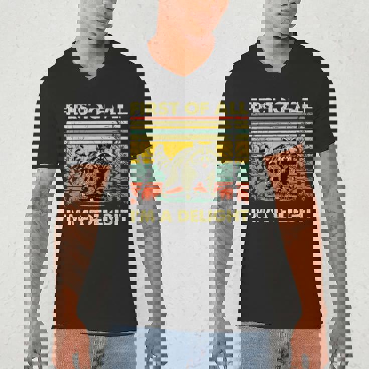 Retro Angry Raccoon V-Neck T-Shirt for Men | Fun Animal Design