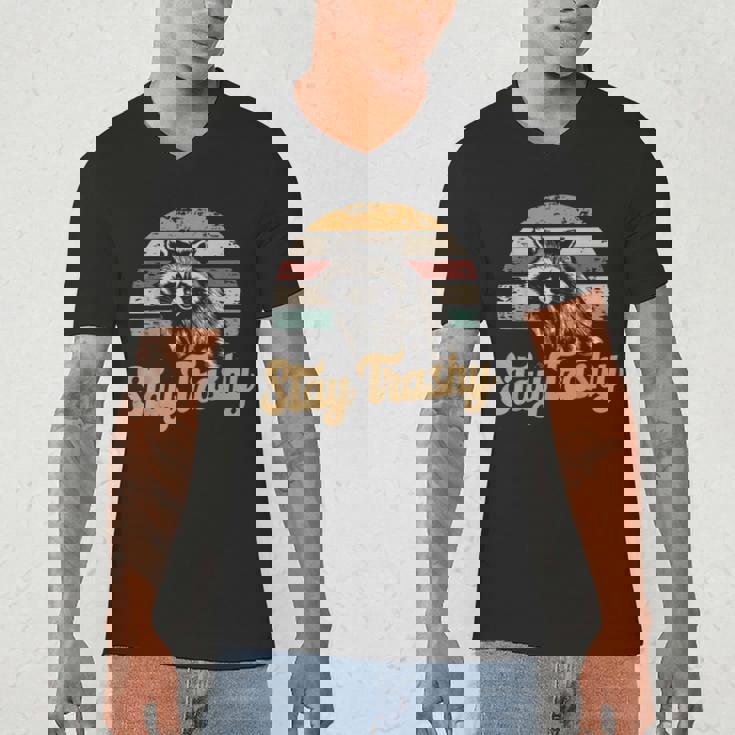 Stay Trashy Meme Men's V-Neck T-Shirt | Funny Opossum & Raccoon Print