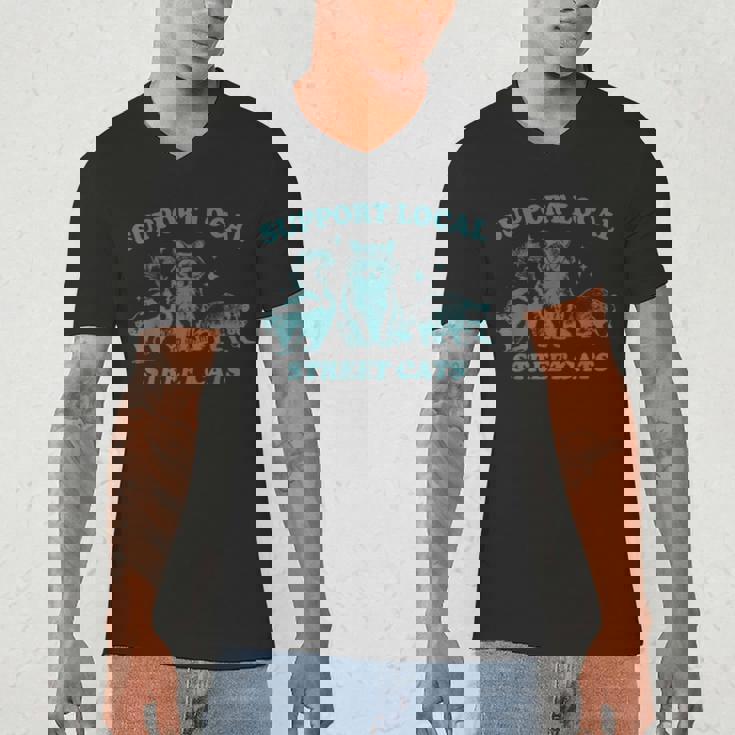 Support Local Street Cat Vintage Raccoon Wildlife Men's V-Neck Tee