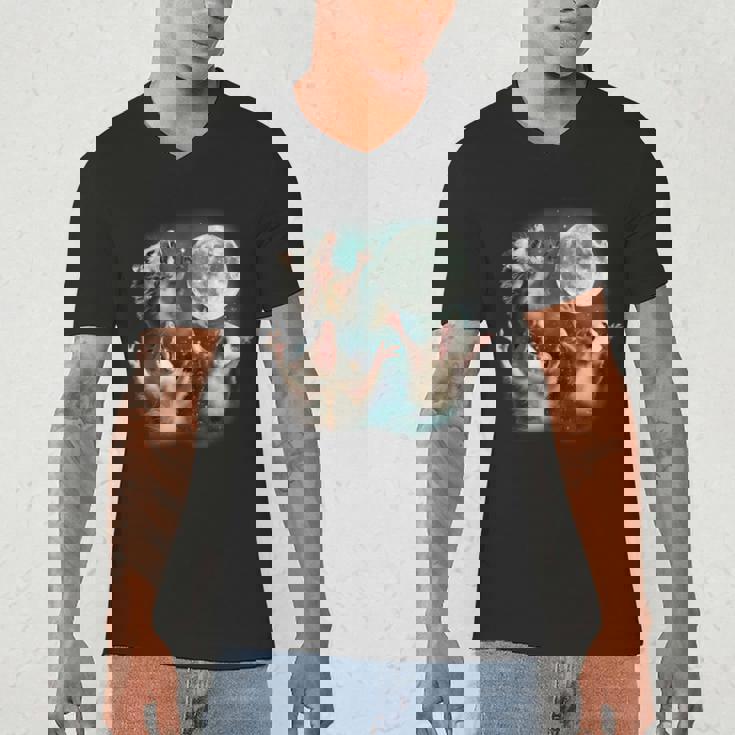 Three Possum Moon 3 Opossum Weird Cursed Meme Men's V-Neck T-Shirt