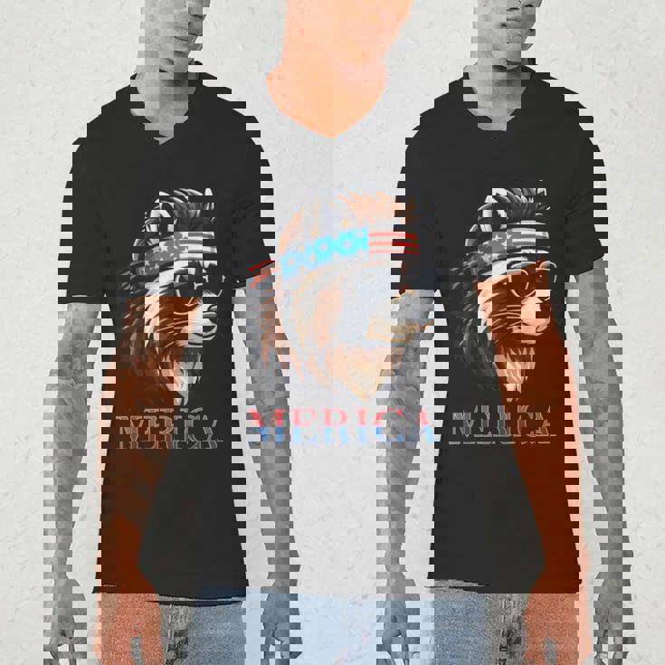 Vintage Raccoon Men's V-Neck T-Shirt - Embrace Relaxed Vibes
