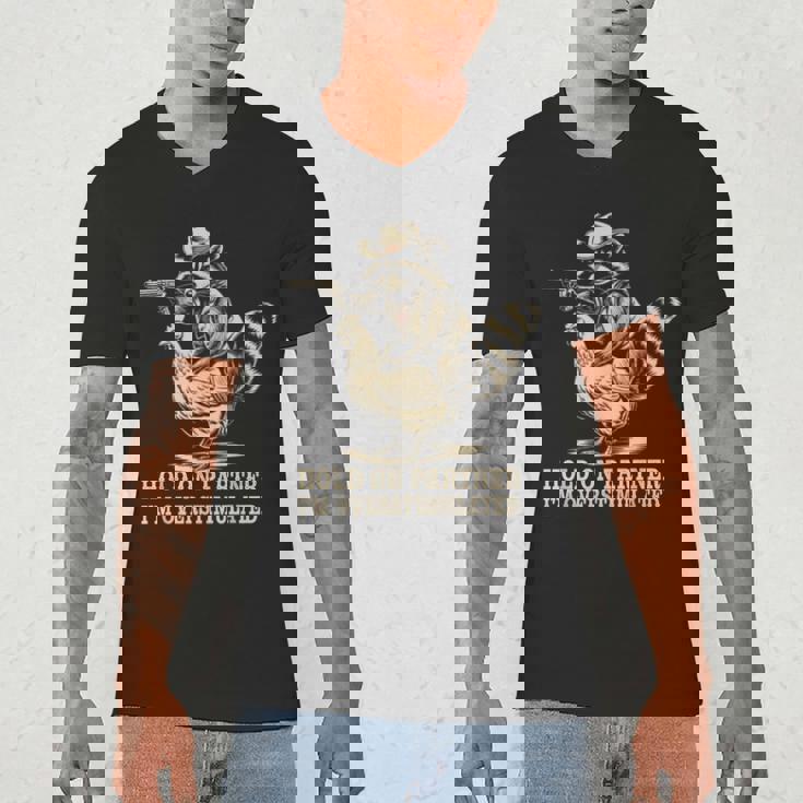 Vintage Western Humor | Overstimulated Cowboy Raccoon Men's V-Neck T-Shirt