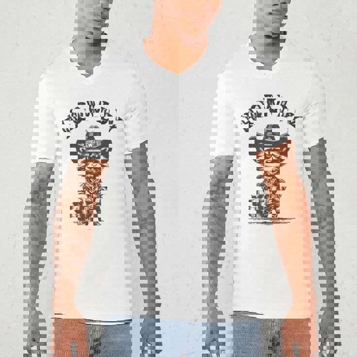 Howdy Raccoon V-Neck T-Shirt for Men & Women - Wild West Style