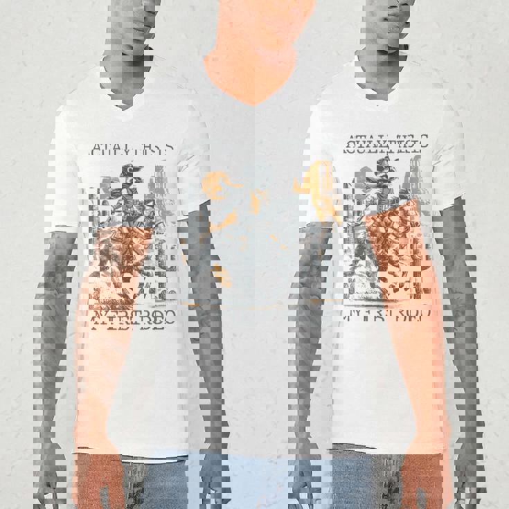 Raccoon Western Men's V-Neck T-Shirt - Cowboy Cowgirl Country Style