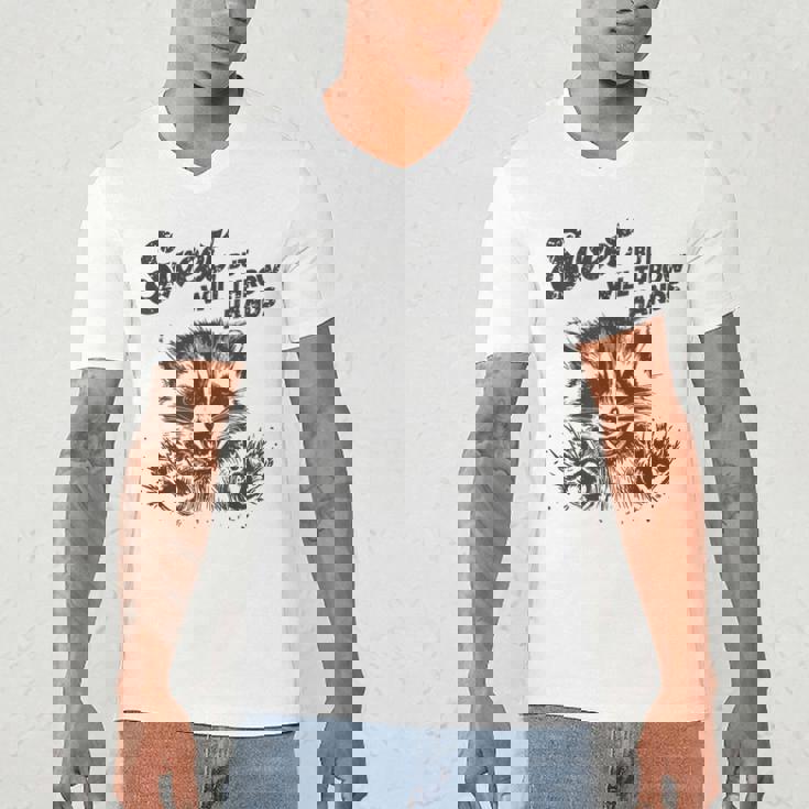 Sarcastic Raccoon Men's V-Neck T-Shirt for Humorous Casual Wear