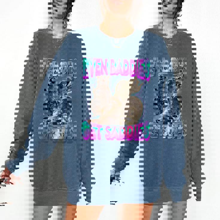 Even Baddies Get Saddies Raccoon Meme Comfort Colors Sweatshirt