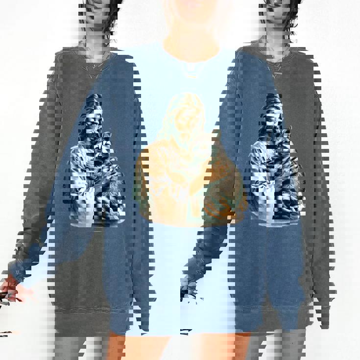Vintage Distressed Jesus & Raccoon Comfort Colors Sweatshirt | Cozy