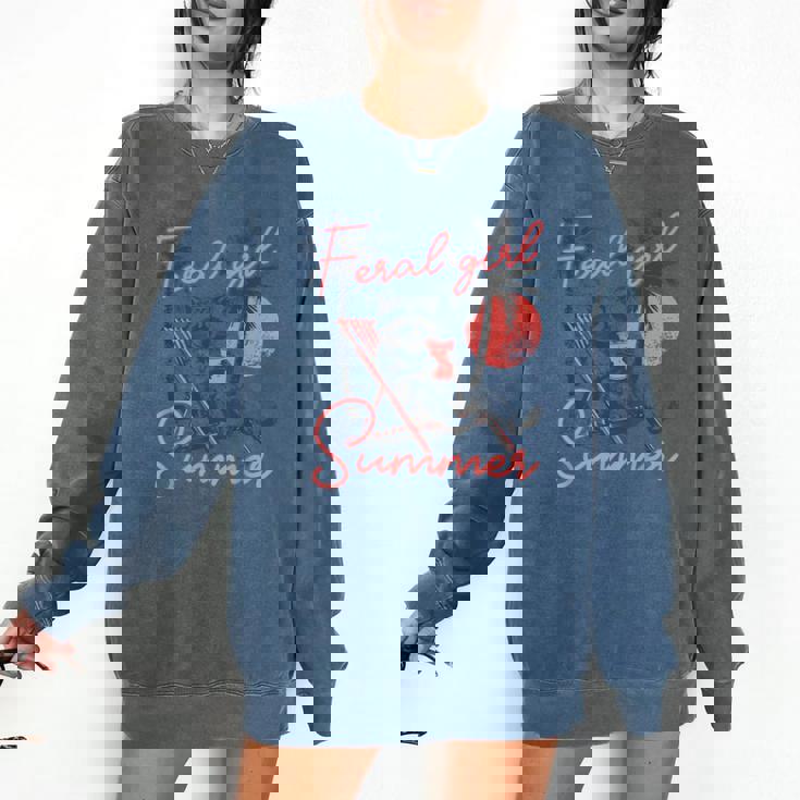 Feral Raccoon Summer Sweatshirt - Comfort Colors Vacation Vibe
