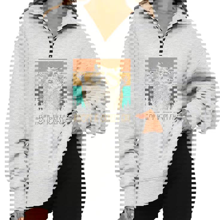 Adopt A Street Cat Classic Arts Possum Raccoons Lover Animal Half Zip Oversized Sweatshirt