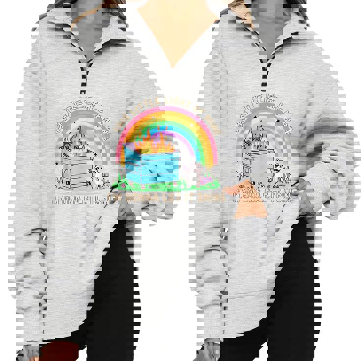 Groovy Dumpster Fire Raccoon Half Zip Oversized Sweatshirt - Fun & Unique