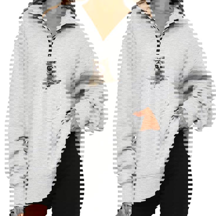 Pocket Raccoon Half-Zip Oversized Sweatshirt | Unisex Casual Wear