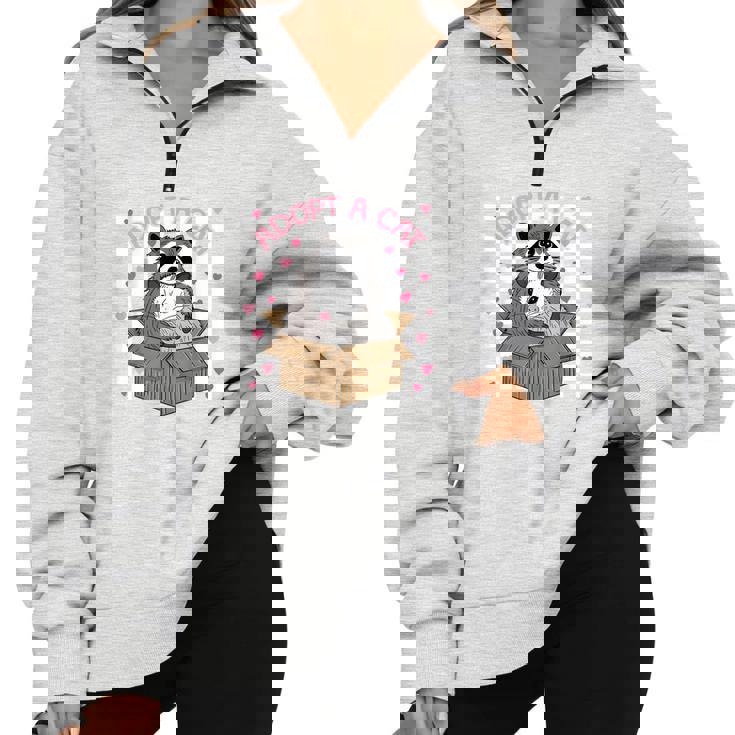 Possum Racoon Adopt A Cat Team Trash Opossums Raccoons Small Half Zip Oversized Sweatshirt