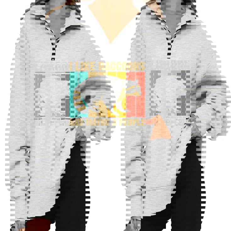 Raccoon Lover Oversized Half Zip Sweatshirt - Cozy Unisex Introvert Style