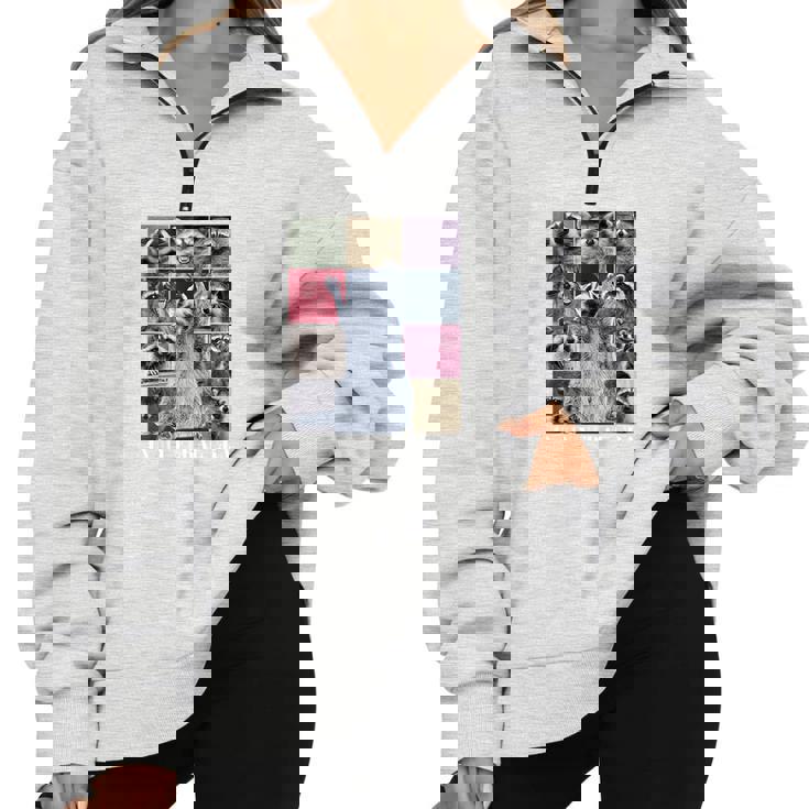 Raccoon Meme Oversized Half Zip Sweatshirt - Fun Animal Team Spirit