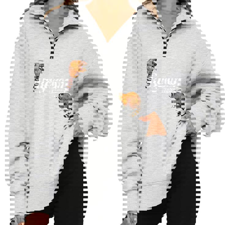 Raccoon Whisperer Oversized Sweatshirt - Cute Half Zip for Animal Lovers