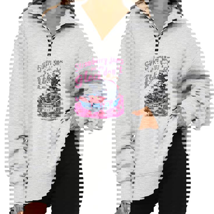 Strawberry Jams Raccoon Half Zip Oversized Unisex Sweatshirt