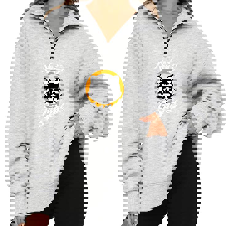 Trash Panda Apparels Cute Trash Panda Raccoon  Small Short Sleeve Modern Cartoon Casual All Seasons Half Zip Oversized Sweatshirt