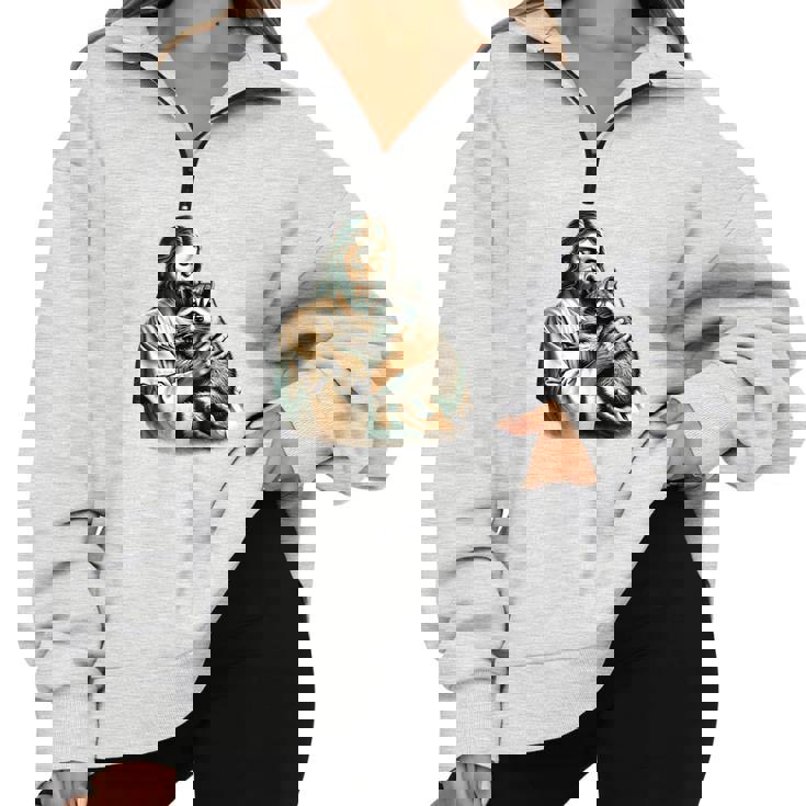 Vintage Jesus and Raccoon Half-Zip Sweatshirt | Oversized | Raccoon Lover
