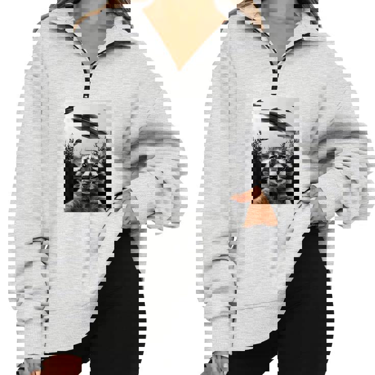 Alien UFO Raccoon Oversized Half Zip Sweatshirt | Fun & Cozy Alien UFO Raccoon Oversized Half Zip Sweatshirt | Fun & Cozy