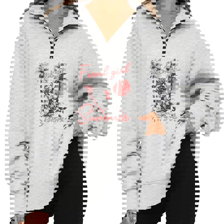 Feral Raccoon Summer Half Zip Oversized Sweatshirt | Vacation Vibes Feral Raccoon Summer Half Zip Oversized Sweatshirt | Vacation Vibes