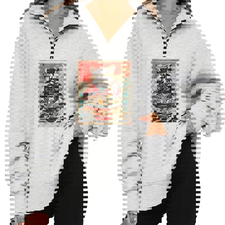 Raccoon Anime Sweatshirt - Cozy Half Zip | Japanese Noodle Theme Raccoon Anime Sweatshirt - Cozy Half Zip | Japanese Noodle Theme