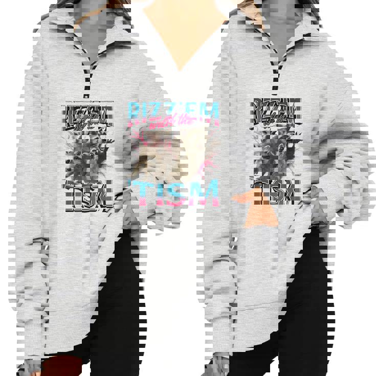 Raccoon Autism Awareness Half Zip Oversized Unisex Sweatshirt