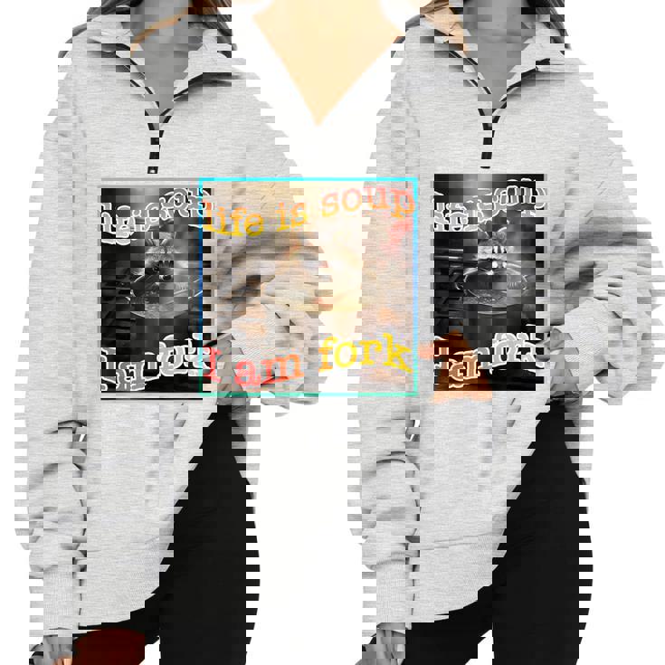 Raccoon Meme Half-Zip Sweatshirt - Oddly Specific, Life Is Soup Raccoon Meme Half-Zip Sweatshirt - Oddly Specific, Life Is Soup