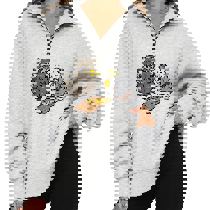 Raccoon Opossum Eating Pizza Street Cats Men Women Kid Half Zip Oversized Sweatshirt Raccoon Opossum Eating Pizza Street Cats Men Women Kid Half Zip Oversized Sweatshirt