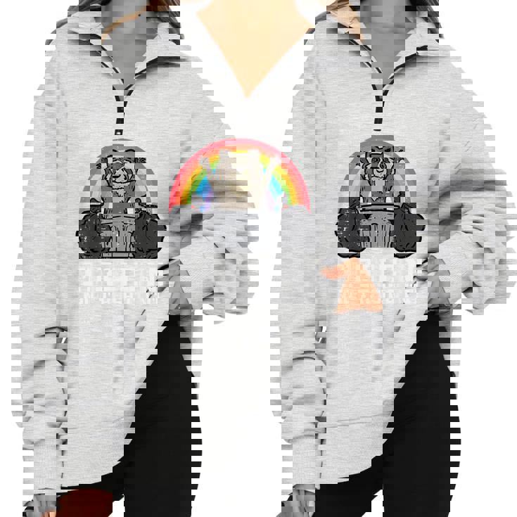 Raccoon Street Cat Unisex Half-Zip Oversized Sweatshirt - Fun Design Raccoon Street Cat Unisex Half-Zip Oversized Sweatshirt - Fun Design