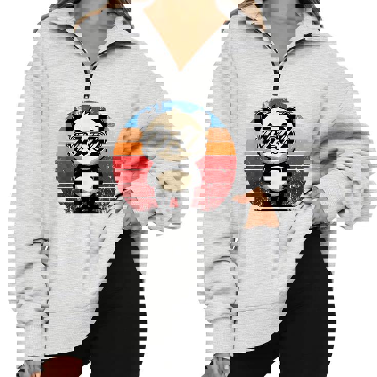 Retro Panda In Sunglasses BBQ Pool Party Panda Half Zip Oversized Sweatshirt Retro Panda In Sunglasses BBQ Pool Party Panda Half Zip Oversized Sweatshirt