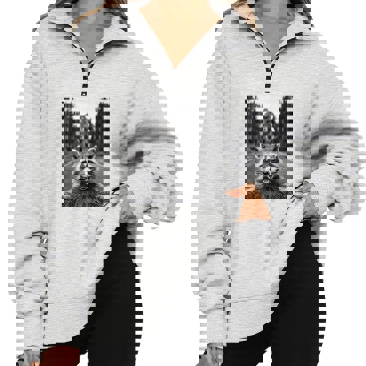 Scared Raccoon Selfie With Sasquatch Bigfoot Raccoon Half Zip Oversized Sweatshirt Scared Raccoon Selfie With Sasquatch Bigfoot Raccoon Half Zip Oversized Sweatshirt