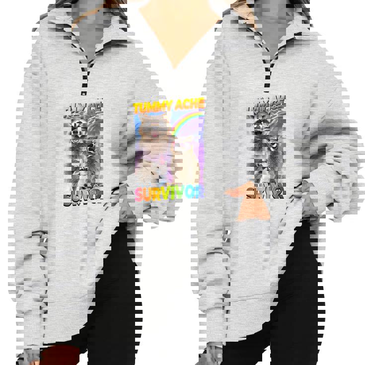 Tummy Ache Survivor Raccoon Half Zip Oversized Sweatshirt - Small & Cozy Tummy Ache Survivor Raccoon Half Zip Oversized Sweatshirt - Small & Cozy