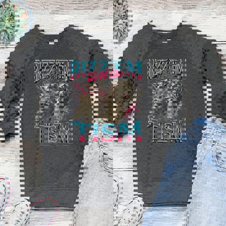 Autism Awareness Raccoon Raglan Sweatshirt - Women's Memetastic Style