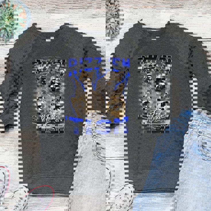 Autistic Raccoon Rizz Crewneck Sweatshirt for Women - Quirky Fun