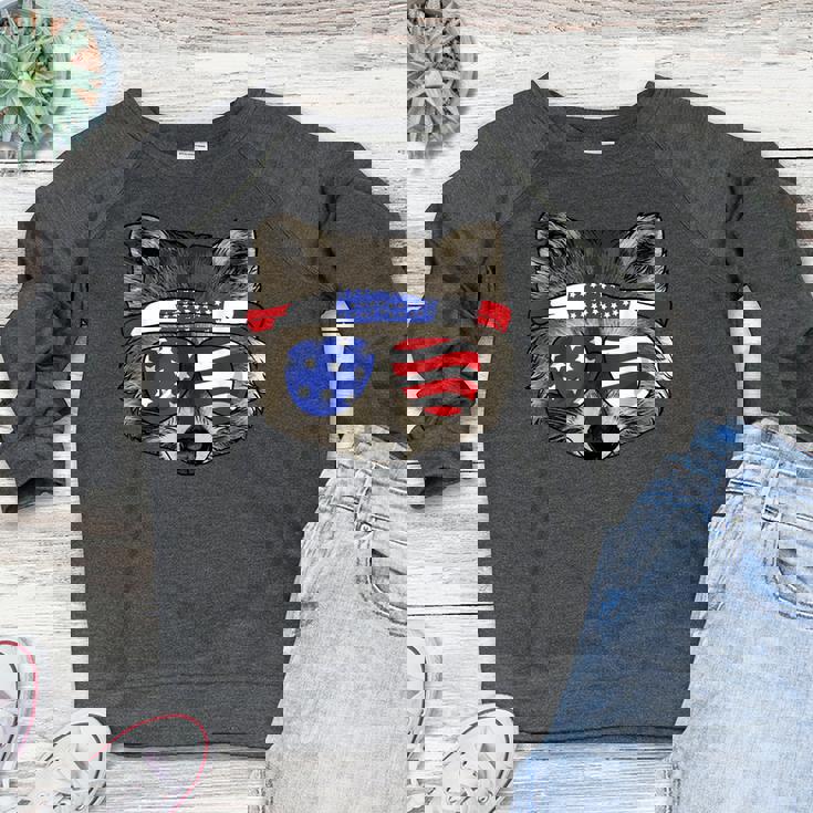 Patriotic Raccoon Tee - Women's July 4th Raglan | Trash Panda Style