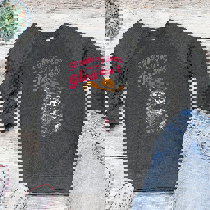 Raccoon Crewneck Sweatshirt | Women's Raglan | Fun Strawberry Jams Design