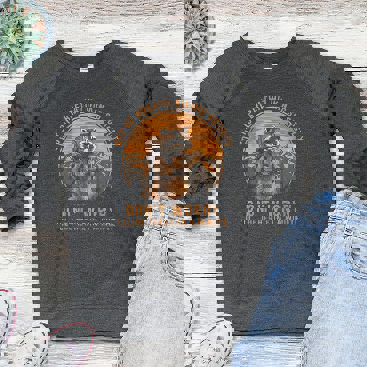 Raccoon Hiking Vintage Raglan Sweatshirt - Women's Crewneck